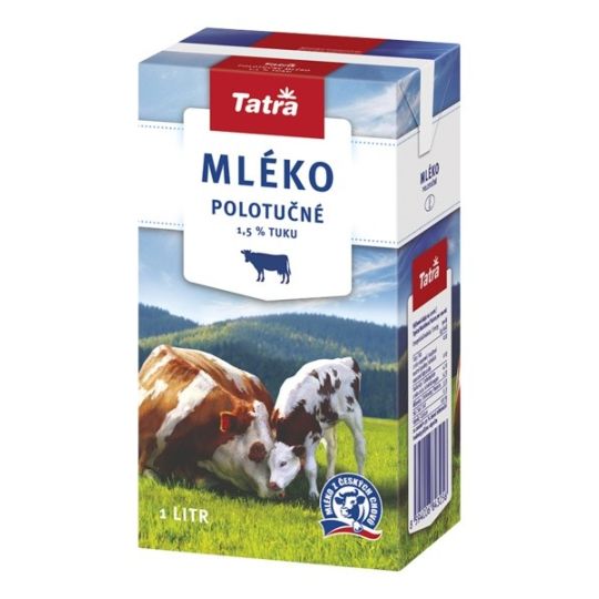Tatra mléko polotučné 1l - 1,5%