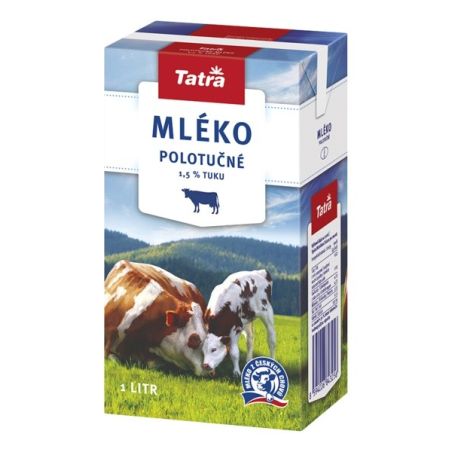 Tatra mléko polotučné 1l - 1,5%