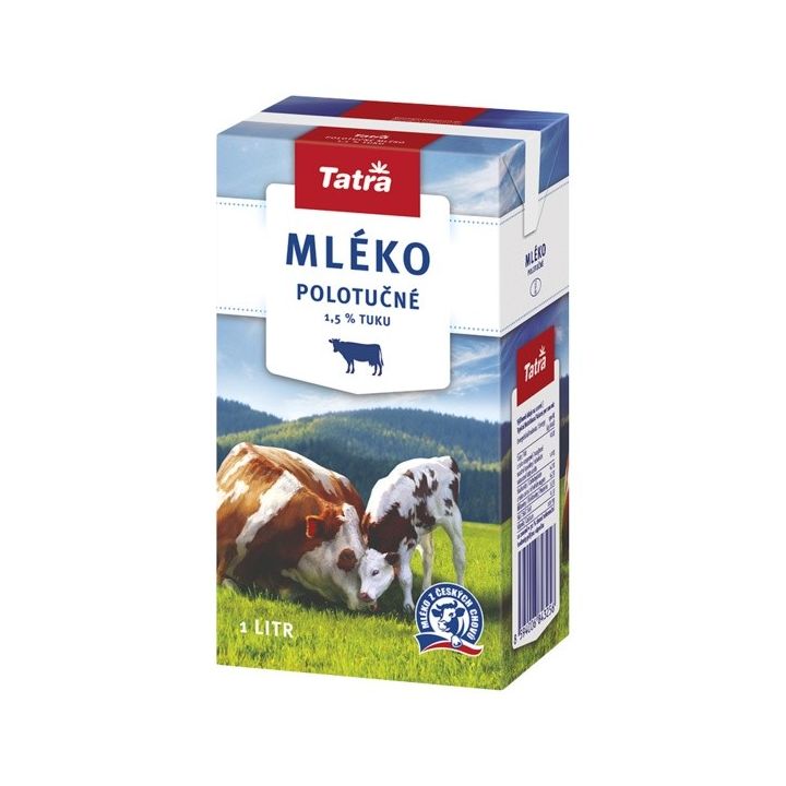 Tatra mléko polotučné 1l - 1,5%