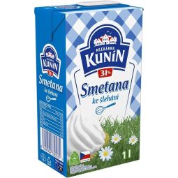 Smetana na šlehání 31% Kunín 1l