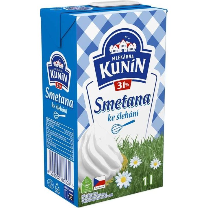 Smetana na šlehání 31%  Kunín 1l