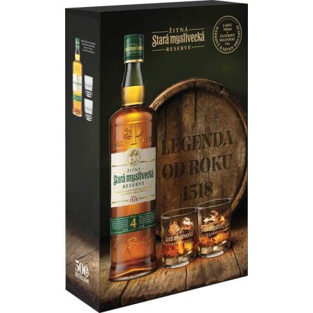 Stará myslivecká 0,7l kazeta + 2x sklo