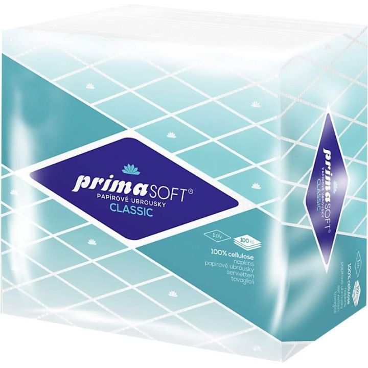 Ubrousky bílé 33x33 1vr. 100ks - Primasoft clasic