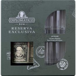 Diplomático Reserva Exklusiva 0,7l kazeta + 2x sklenička