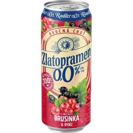 Zlatopramen Radler 0,0 % Brusinka 0,5l - plech