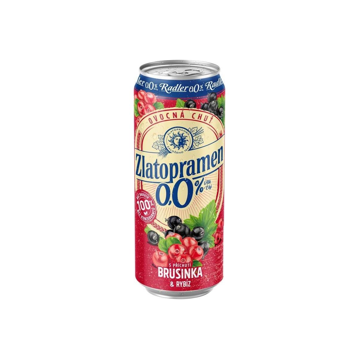Zlatopramen Radler 0,0 % Brusinka 0,5l - plech