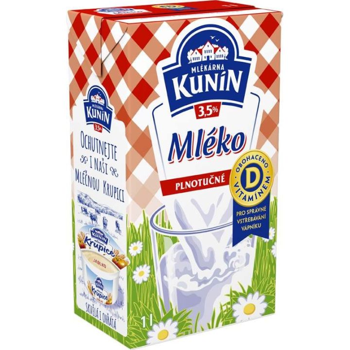 Kunín mléko trvanlivé plotučné 3,5% 1l
