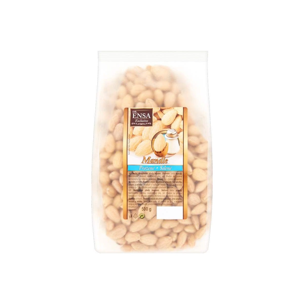 Mandle blanšírované pražené solené 0,5kg - Dr.Ensa
