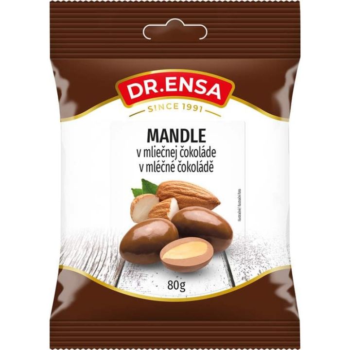 Mandle v mléčné čokoládě 80g - Dr.Ensa