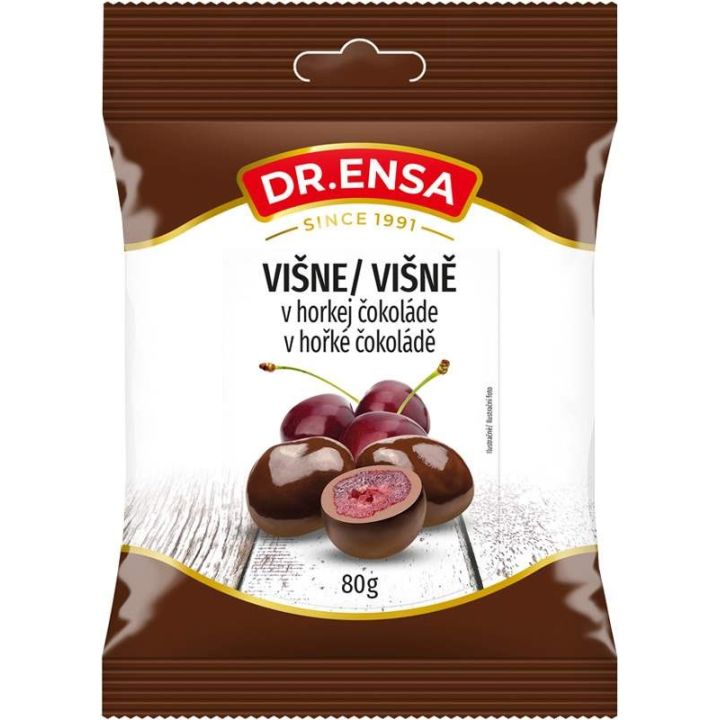 Višně v hořké čokoládě 80g - Dr.Ensa