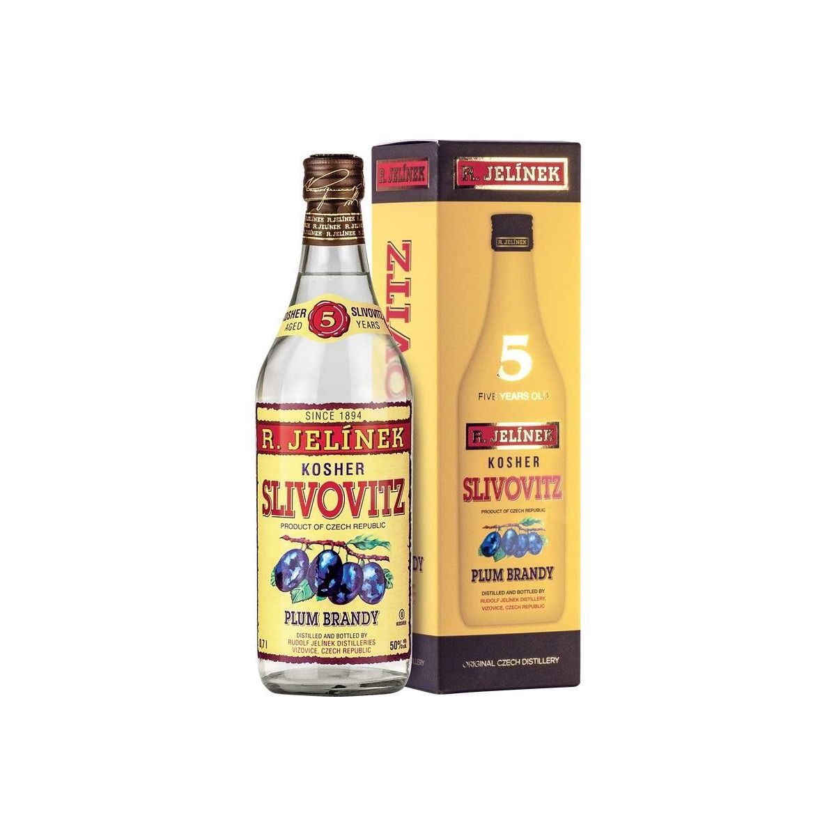 R. Jelínek Slivovitz Kosher bílá 5 let 50% 0,7l