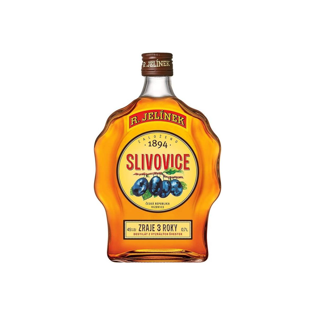 R. Jelínek Slivovice gold 45% 0,5l budík