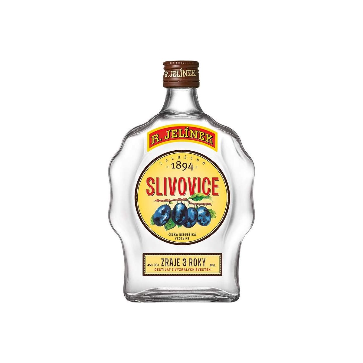 R. Jelínek Slivovice bílá 45% 0,5l budík