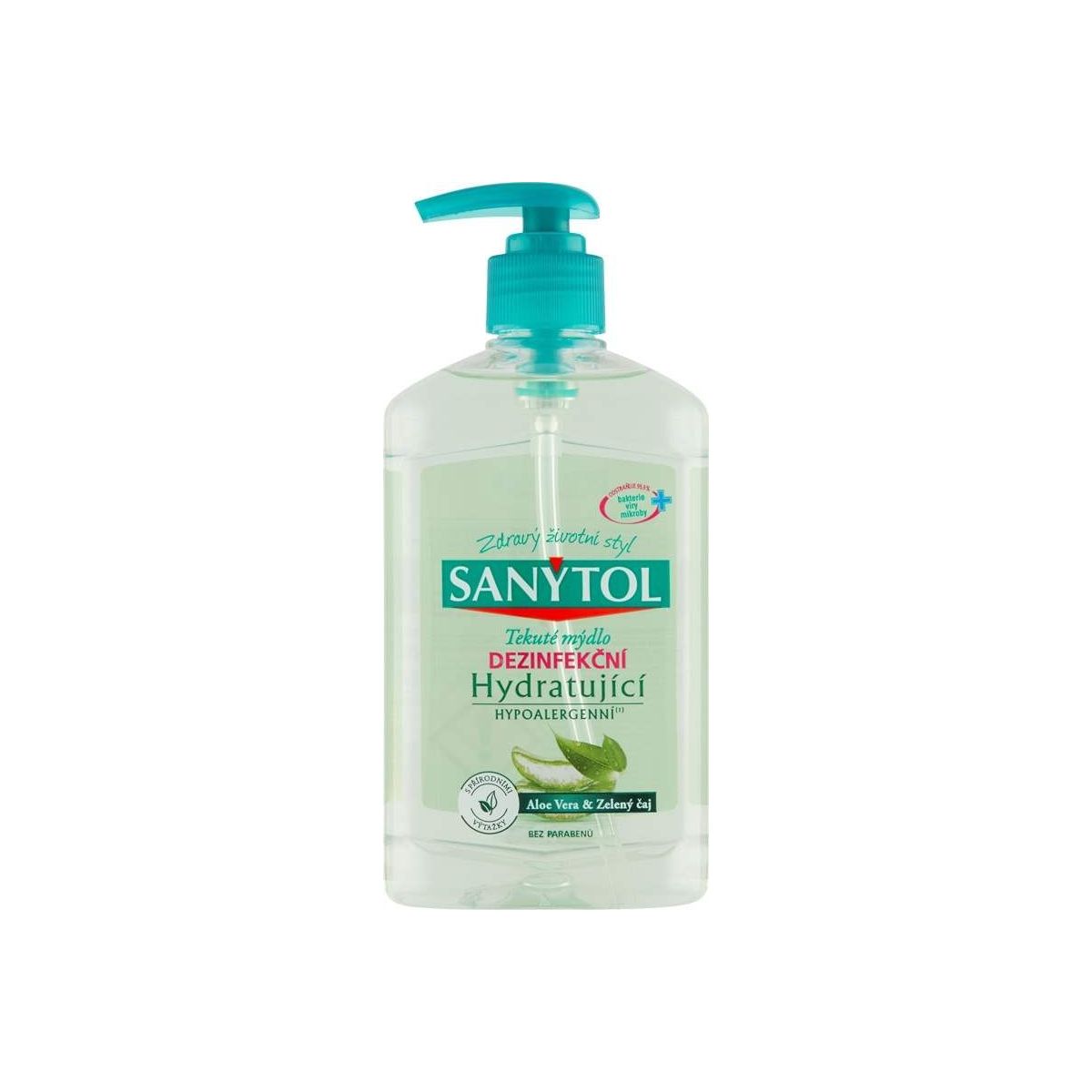 Tekuté mýdlo dezinfekční hydratující Aloe vera & zelený čaj 250ml - Sanytol
