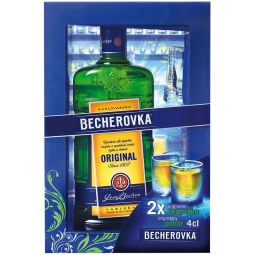 Becherovka 0,7l - kazeta 2 skleničky