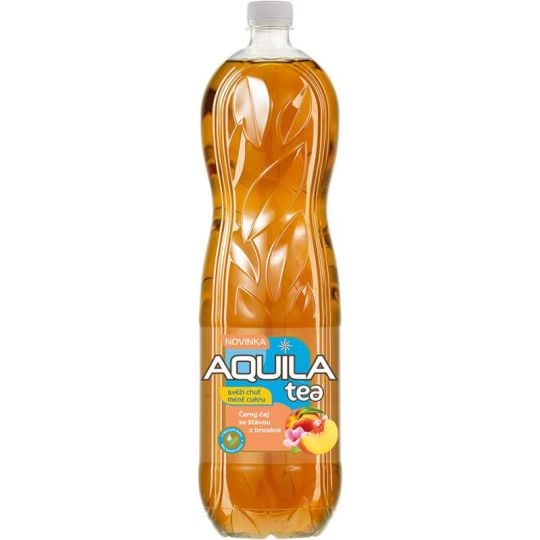 Aquila černý čaj se šťávou z broskve méně cukru 1,5l - PET