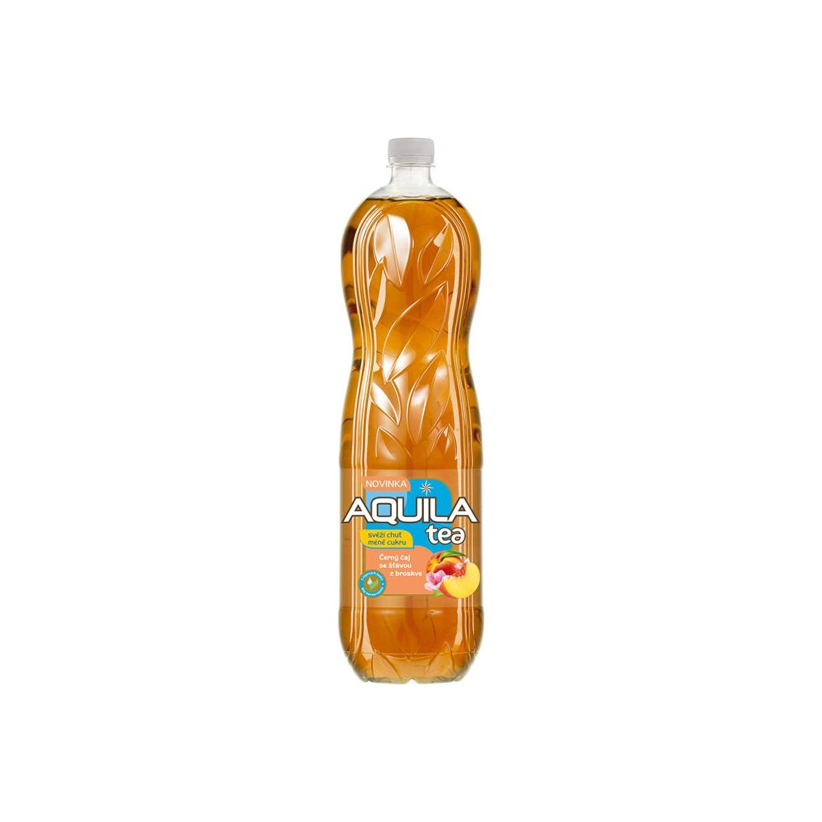 Aquila černý čaj se šťávou z broskve méně cukru 1,5l - PET