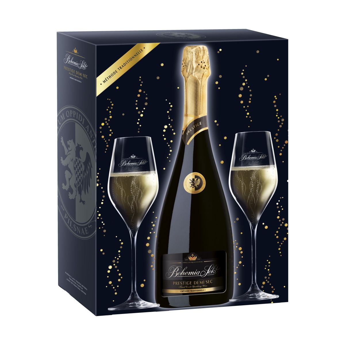 Bohemia Sekt Prestige demi sec 0,75l + 2x sklenička