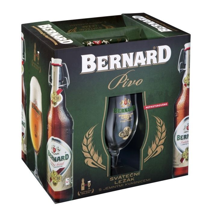 Bernard Sváteční ležák 0,5l - dárková kazeta + 2x sklo