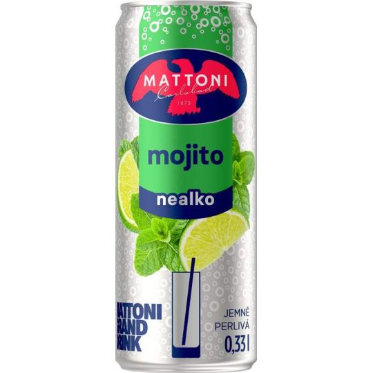 Mattoni Mojito 0,33 l – ideální letní drink bez alkoholu s chutí limetky a máty.