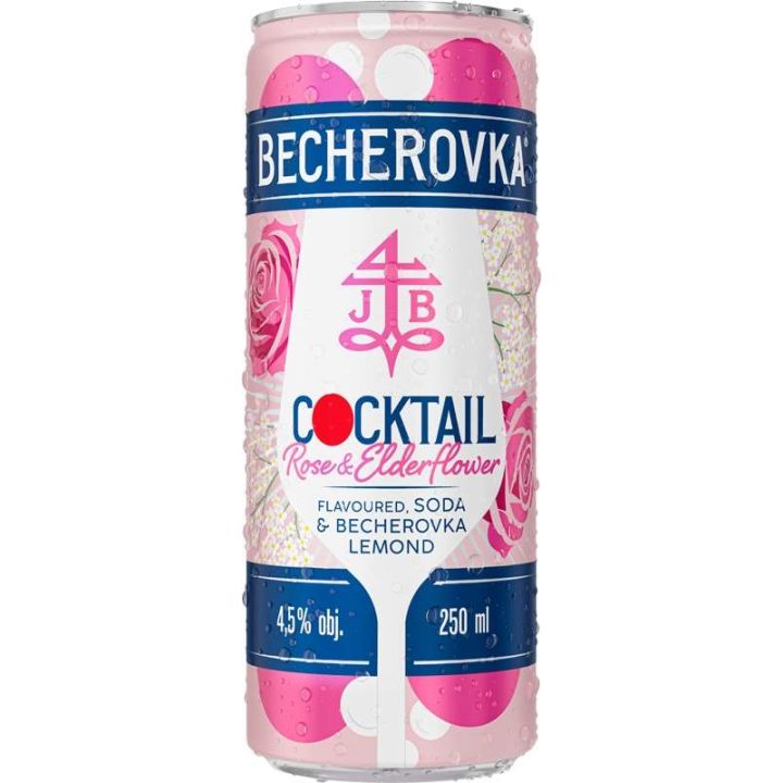 Becherovka Rose &amp; Elderflower 0,25l plech - míchaný nápoj