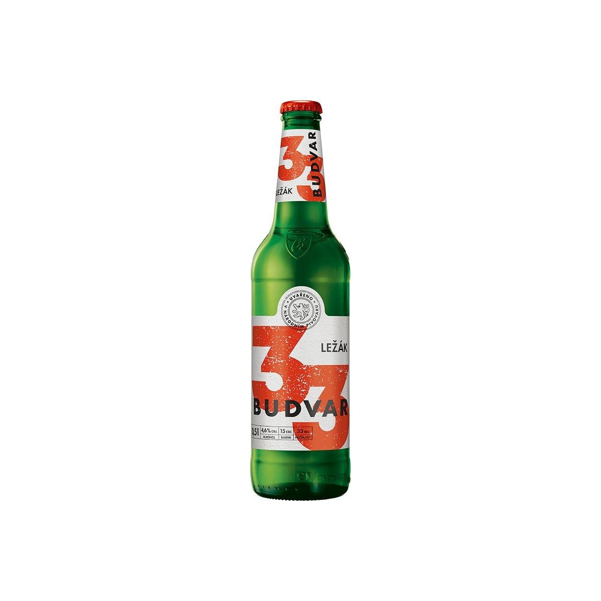 Budweiser Budvar 33 světlý ležák 0,5l - sklo
